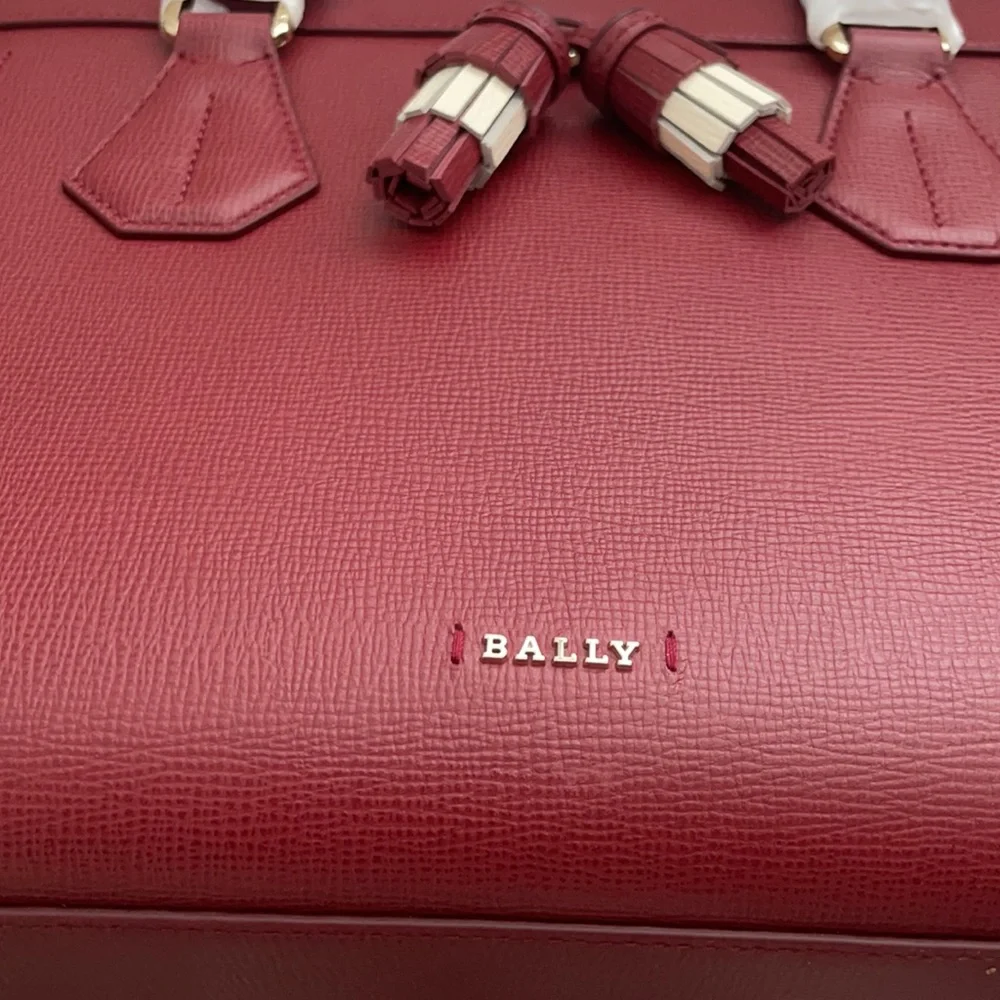 NWT Bally satchel taby crossbody red calf embossed - Picture 3 of 8